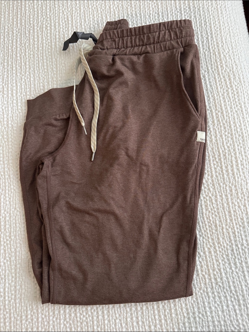 Vuori Chocolate Brown Women's Jogger Pants with Cream Drawstring